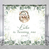 Aperturee - Spring Leaves Hedgehog Custom 1st Birthday Backdrop